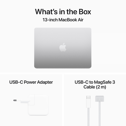 13-inch MacBook Air: Apple M3 chip with 8-core CPU and 8-core GPU, 16GB, 256GB SSD - Silver,Model A3113