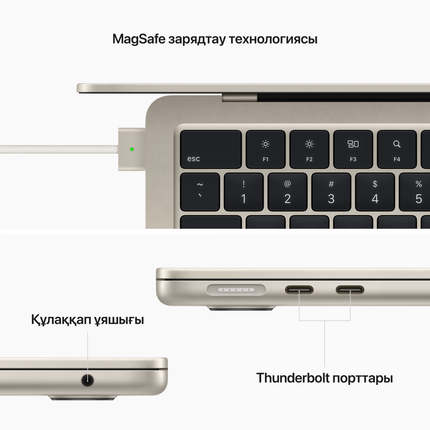 13-inch MacBook Air: Apple M2 chip with 8-core CPU and 8-core GPU, 16GB, 256GB - Starlight,Model A2681