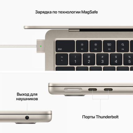 13-inch MacBook Air: Apple M2 chip with 8-core CPU and 8-core GPU, 16GB, 256GB - Starlight,Model A2681