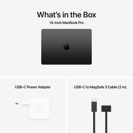 MacBook Pro 14-inch, Space Black, Model A3185, M4 Max with 16C CPU 40C GPU, 64GB unified memory, 96W USB-C Power Adapter, 1TB SSD storage, 3x TB5, HDMI, SDXC, MagSafe 3, Touch ID, Standard display finish, Force Touch Trackpad, Keyboard US English