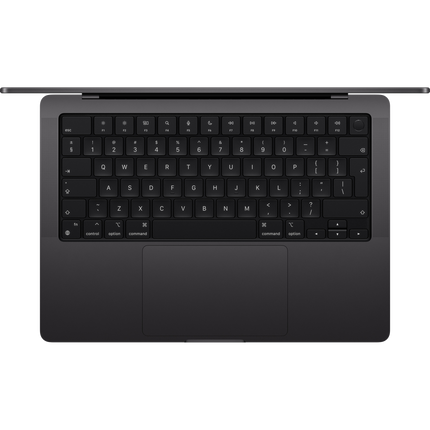 MacBook Pro 14-inch, Space Black, Model A3401, M4 Pro with 12C CPU 16C GPU, 24GB unified memory, 70W USB-C Power Adapter, 512GB SSD storage, 3x TB5, HDMI, SDXC, MagSafe 3, Touch ID, Standard display finish, Force Touch Trackpad, Keyboard US English