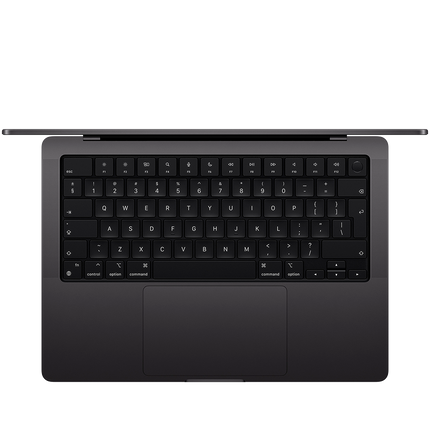 MacBook Pro 14-inch, Space Black, Model A3401, M4 Pro with 12C CPU 16C GPU, 24GB unified memory, 70W USB-C Power Adapter, 512GB SSD storage, 3x TB5, HDMI, SDXC, MagSafe 3, Touch ID, Standard display finish, Force Touch Trackpad, Keyboard US English