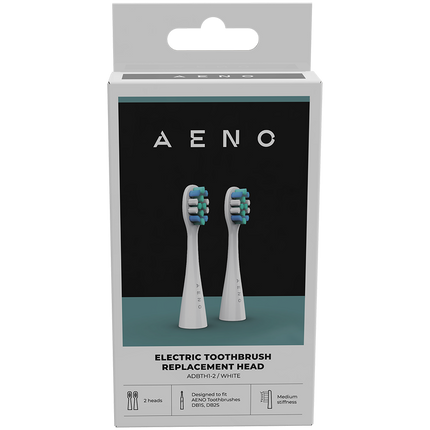 AENO Replacement toothbrush heads, White, Dupont bristles, 2pcs in set (for ADB0001S/ADB0002S)