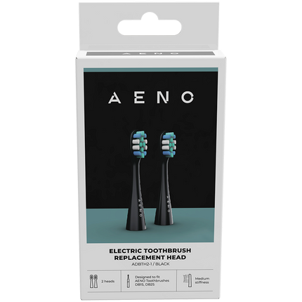 AENO Replacement toothbrush heads, Black, Dupont bristles, 2pcs in set (for ADB0002S/ADB0001S)