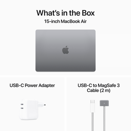 MacBook Air 15, Space Grey, Model A3114, M3 8C CPU 10C GPU, 24GB, 70W USB-C, 2TB SSD, UKR