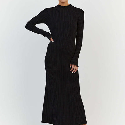 Women Long Sleeve Slim Pleated Robe