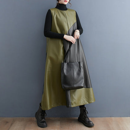 Stitching Contrast  Dress Loose Casual Sleeveless Dress