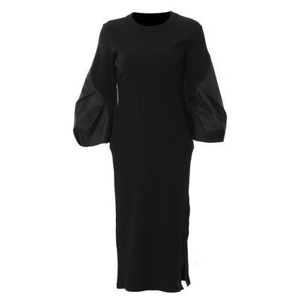 Puffy sleeves knitted dress for women