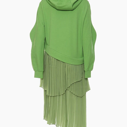 Women Green Irregular Pleated Long Dress