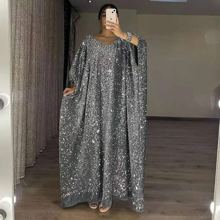 Sequined Short Sleeve Women Maxi Dress
