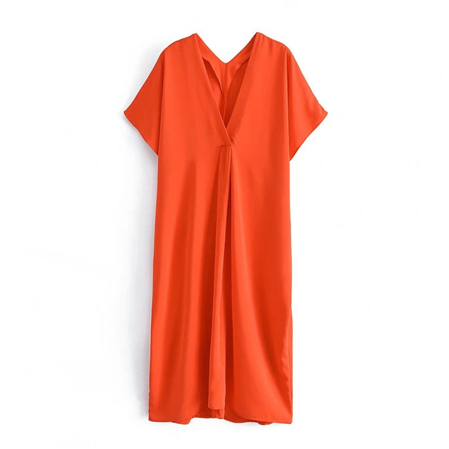 Orange Satin Long Dress