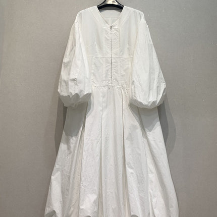 V Neck Lantern Long Sleeve Dress