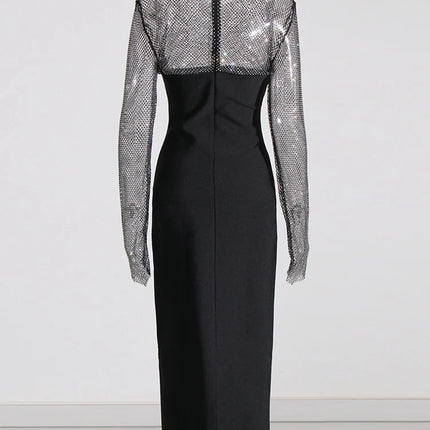 Solid Spliced Mesh Dresses For Women