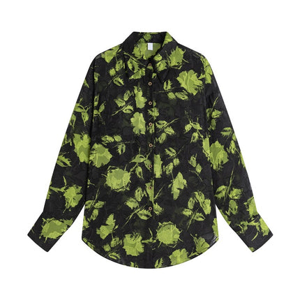 Retro Loose Black Floral Shirt