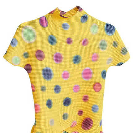 Contrast Color Pleated T-shirt For Women