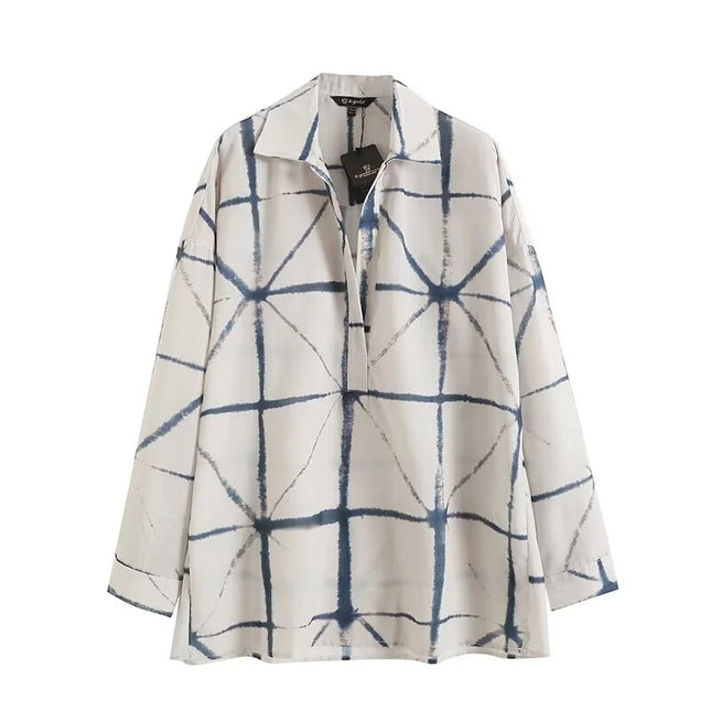 Ramie Thin V-neck Long Sleeved Women's Shirt