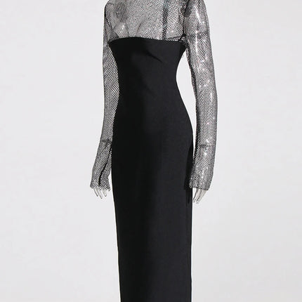 Solid Spliced Mesh Dresses For Women