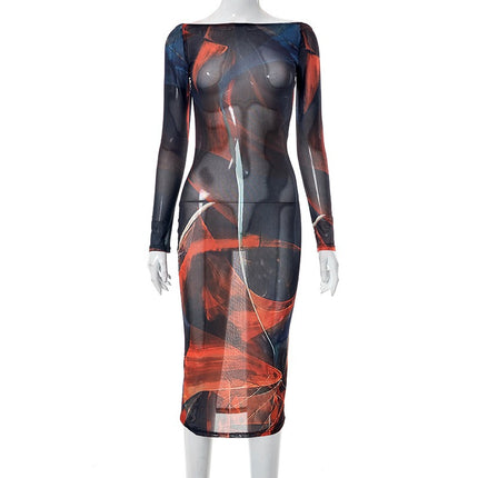 Long Sleeve Backless Dress
