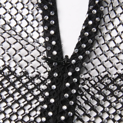 Solid Spliced Mesh Dresses For Women