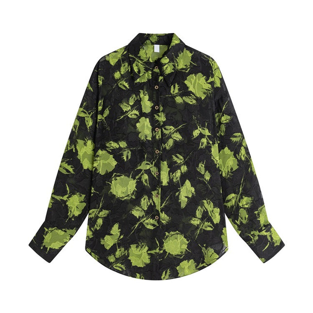 Retro Loose Black Floral Shirt