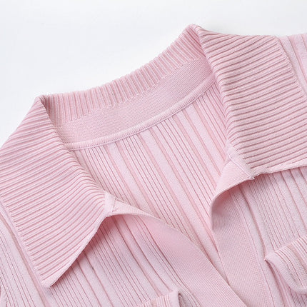 Women's pink knitted medium-length dress