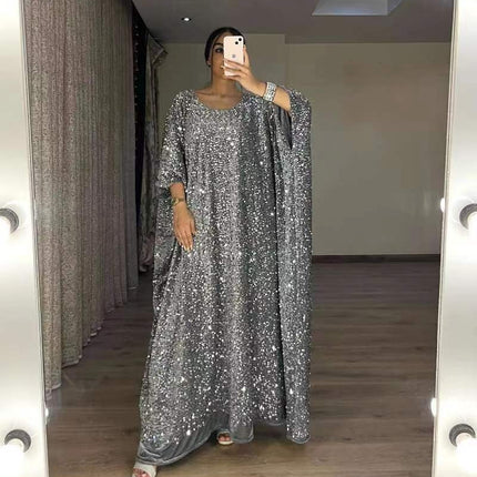 Sequined Short Sleeve Women Maxi Dress