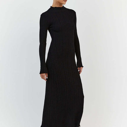 Women Long Sleeve Slim Pleated Robe