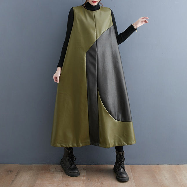 Stitching Contrast  Dress Loose Casual Sleeveless Dress