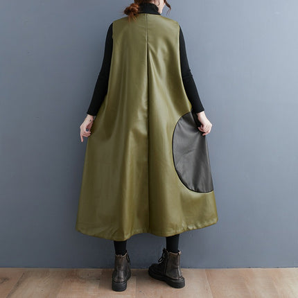 Stitching Contrast  Dress Loose Casual Sleeveless Dress