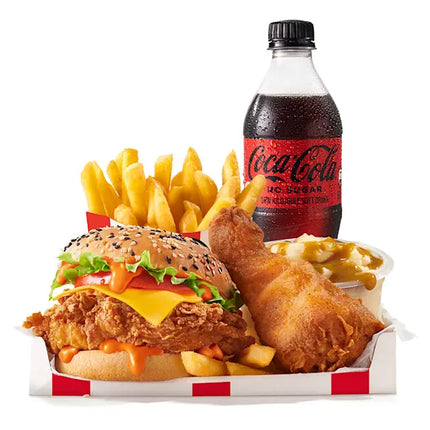 Reg Fully Loaded Box Meal With Zinger Burger And Buddy Drink
