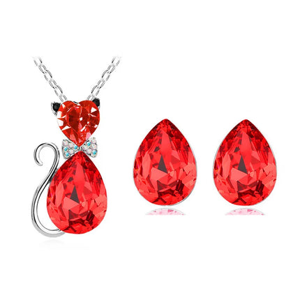 Crystal Pendant Necklace & Earrings