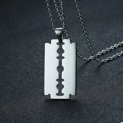 Men's Razor Blade Pendant Necklace