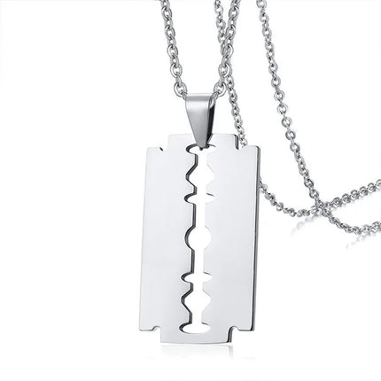 Men's Razor Blade Pendant Necklace