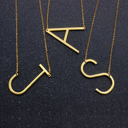Stainless Steel English Letters Metal Pendant Necklace