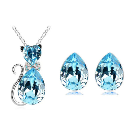 Crystal Pendant Necklace & Earrings