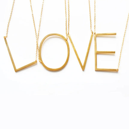 Stainless Steel English Letters Metal Pendant Necklace