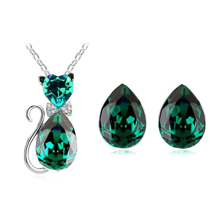 Crystal Pendant Necklace & Earrings