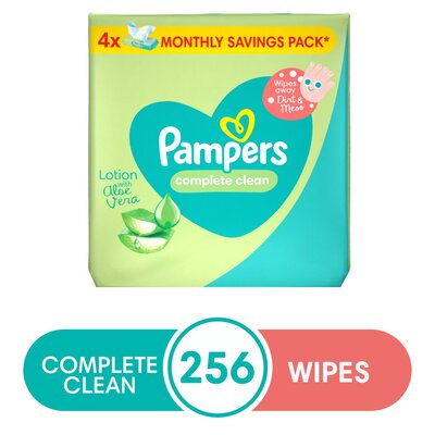 Pampers Complete Clean Wet Wipes 256 (4x64) Baby Wipes