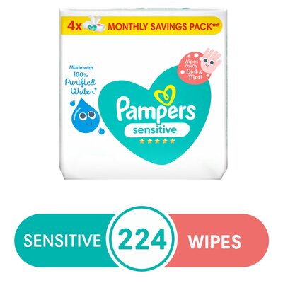 Pampers Sensitive Wet Wipes 224 (4x56) Baby Wipes