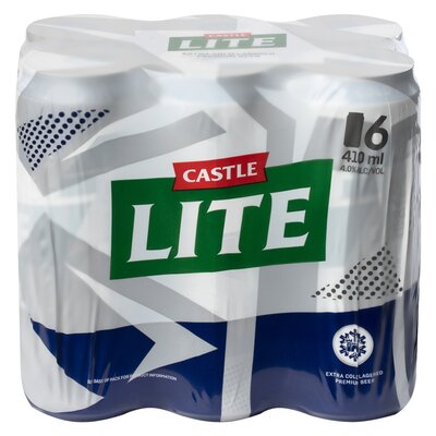Castle Lite Premium Lager Beer 6 x 410ml