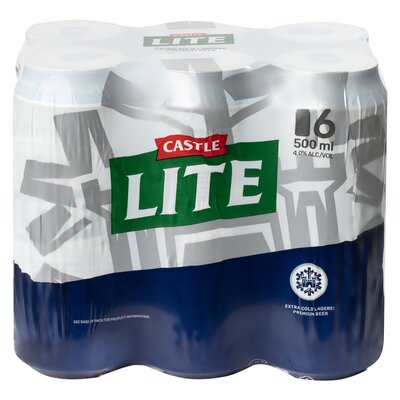 Castle Lite Premium Lager Beer 6 x 500ml